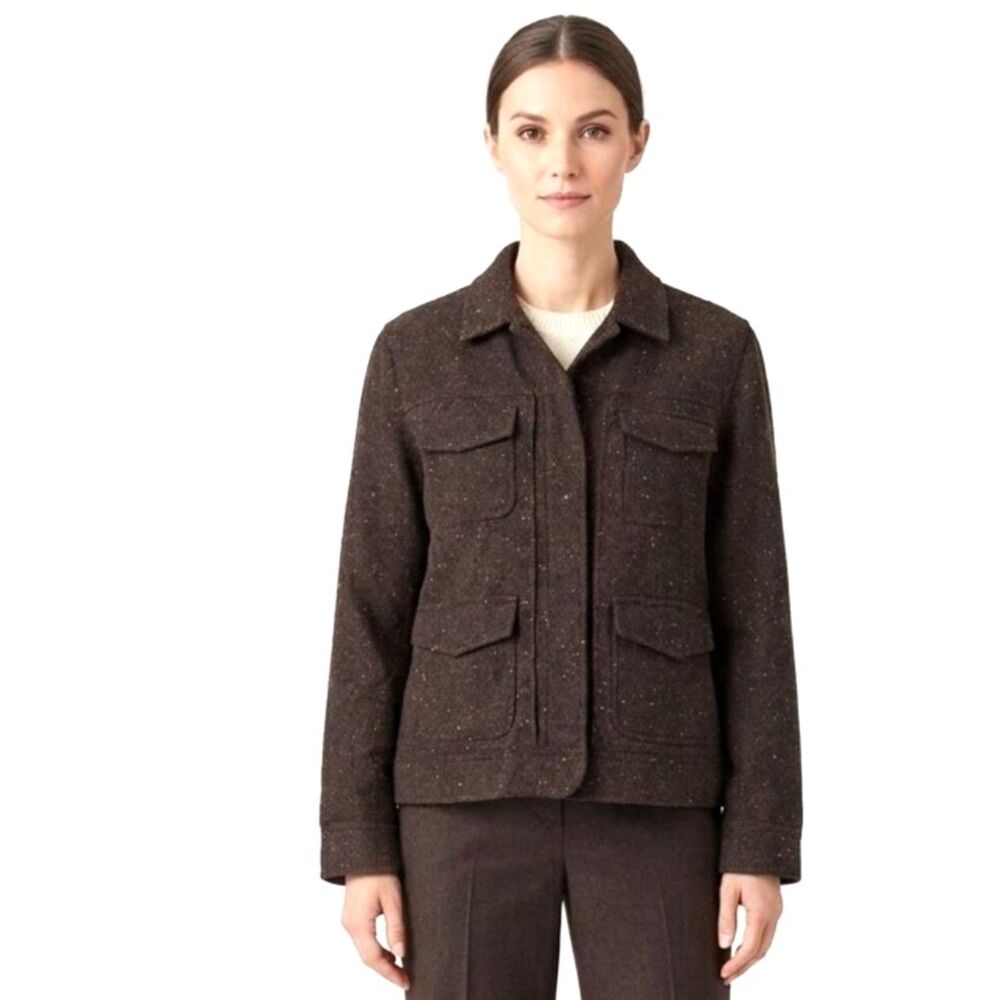 Coldwater Creek Brown jacket Blazer Women's M Wool Blend Classic tweed
